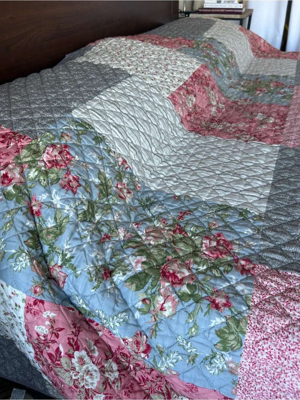 Patchwork Queen Quilt Bedspread Print Floral Lightweight Reversible#0627246
